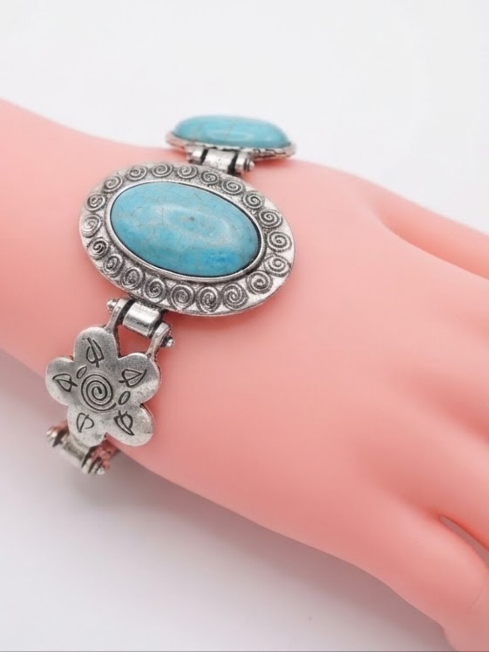 Pewter And Turquoise Bracelet